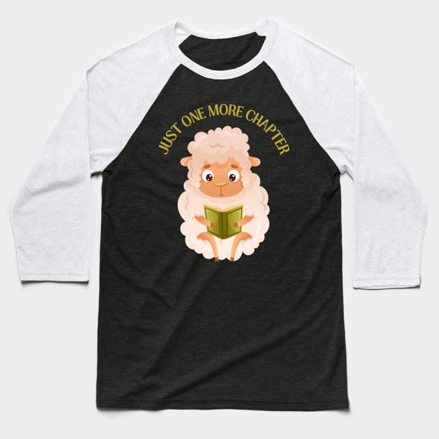 Little sheep reading book Just one more chapter I Love Books Bookoholic Baseball T-Shirt by BoogieCreates